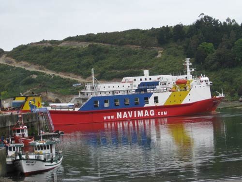 Navimag ferry on the quay at Puerto Montt