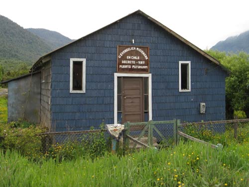 Wooden buildings along the Carretera Austral