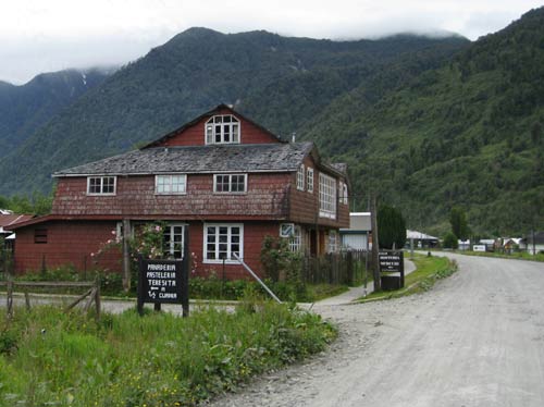 Wooden buildings along the Carretera Austral